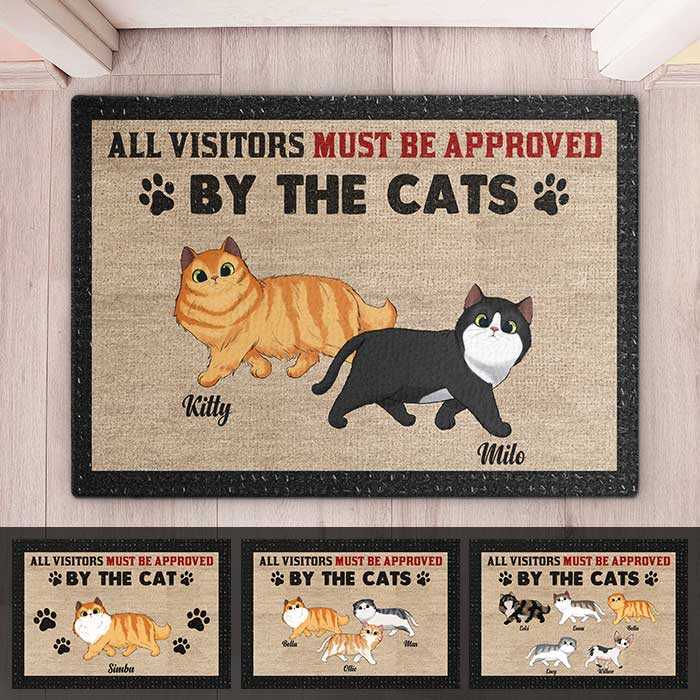Vous devez être approuvé par les chats - Tapis décoratif personnalisé pour chat - Cadeau pour les propriétaires d'animaux et les amoureux des animaux