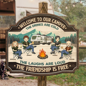 We’re Not Alcoholics We're Drunks - Camping Personalized Custom Shaped Home Decor Wood Sign - House Warming Gift For Best Friends, BFF, Sisters, Camping Lovers