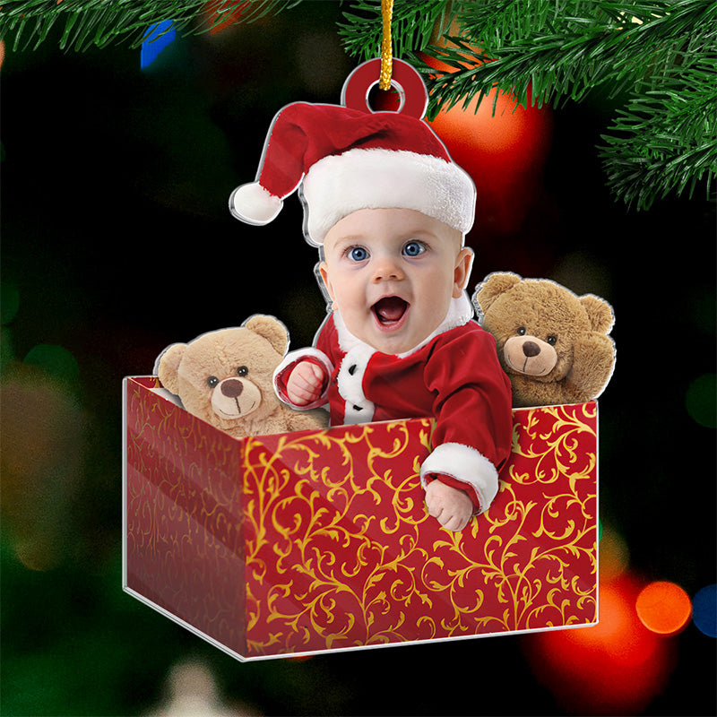 Photo personnalisée « Je sais que je suis adorable » - Ornement personnalisé familial personnalisé - Forme personnalisée en acrylique - Cadeau de Noël pour bébé, enfant, nouveau-né