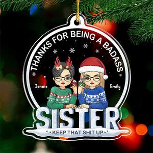 Merci d'être mes meilleures amies - Ornement personnalisé Bestie - Forme personnalisée en acrylique - Cadeau de Noël pour meilleures amies, meilleures amies, sœurs