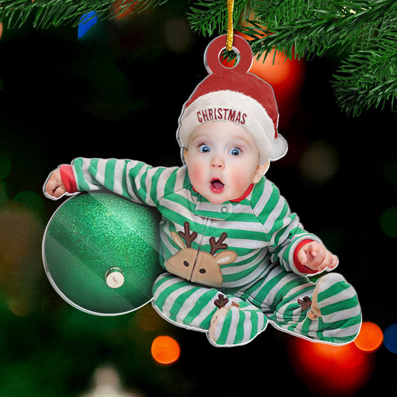 Photo personnalisée Père Noël bébé - Décoration personnalisée pour la famille - Forme personnalisée en acrylique - Cadeau de Noël pour bébé, enfant, nouveau-né