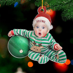 Photo personnalisée Père Noël bébé - Décoration personnalisée pour la famille - Forme personnalisée en acrylique - Cadeau de Noël pour bébé, enfant, nouveau-né