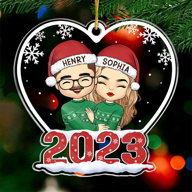 Désolé, mais tu es coincé avec moi maintenant - Ornement personnalisé pour couple - Forme personnalisée en acrylique - Cadeau de Noël pour mari et femme, anniversaire