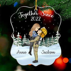Votre amour signifie plus que les kilomètres - Ornement personnalisé pour couple - Forme personnalisée en acrylique - Cadeau de Noël pour mari, femme, anniversaire, professions