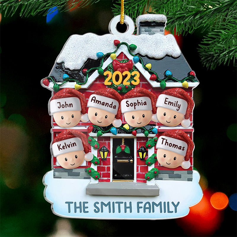La joie de Noël se retrouve en famille - Décoration personnalisée pour la famille - Forme personnalisée en acrylique - Cadeau de Noël pour les membres de la famille