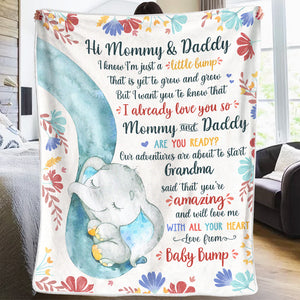 Couverture personnalisée - Cadeaux de baby shower personnalisés, cadeaux de révélation du sexe pour les nouvelles mamans, les nouveaux papas et les nouveaux parents - A Little Bump