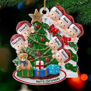 Le Père Noël arrive - Décoration personnalisée pour la famille - Acrylique en forme personnalisée - Cadeau de Noël pour les membres de la famille