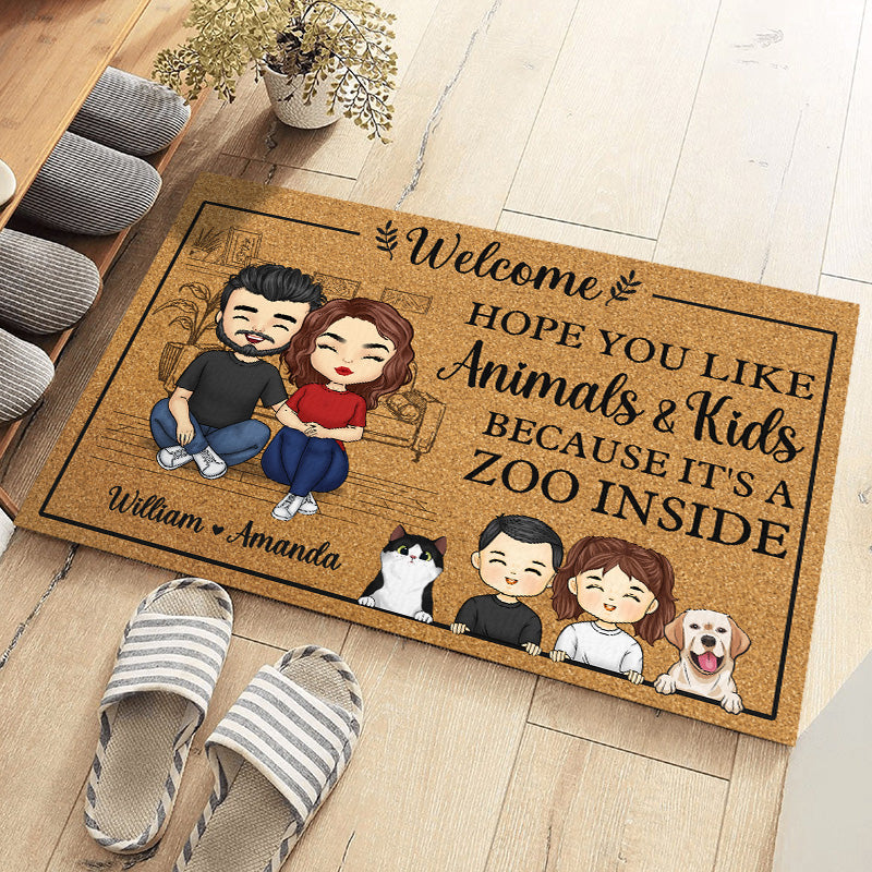 J'espère que vous aimez, c'est un zoo à l'intérieur - Tapis décoratif personnalisé pour la famille - Cadeau pour les membres de la famille