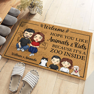 J'espère que vous aimez, c'est un zoo à l'intérieur - Tapis décoratif personnalisé pour la famille - Cadeau pour les membres de la famille