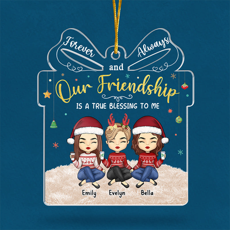 Nous serons toujours amis - Décoration personnalisée Bestie - Boîte cadeau en acrylique en forme de boîte - Cadeau de Noël pour meilleures amies, meilleures amies, sœurs