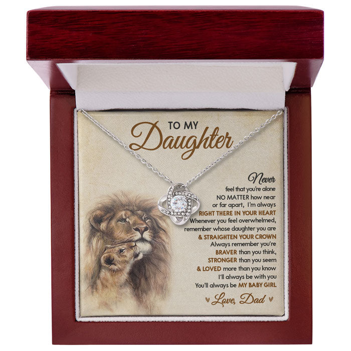 N'oubliez pas que vous êtes plus courageux que vous ne le pensez - Collier avec nœud d'amour familial - Cadeau pour fille de la part de papa
