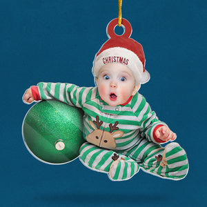 Photo personnalisée Père Noël bébé - Décoration personnalisée pour la famille - Forme personnalisée en acrylique - Cadeau de Noël pour bébé, enfant, nouveau-né