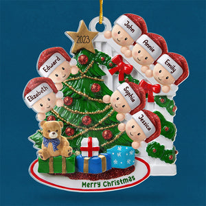 Le Père Noël arrive - Décoration personnalisée pour la famille - Acrylique en forme personnalisée - Cadeau de Noël pour les membres de la famille