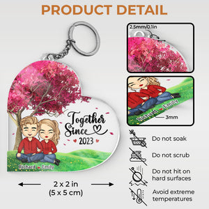 Nous sommes ensemble depuis - Porte-clés personnalisé en acrylique en forme de cœur pour couple - Cadeau pour mari et femme, anniversaire