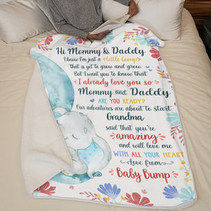 Couverture personnalisée - Cadeaux de baby shower personnalisés, cadeaux de révélation du sexe pour les nouvelles mamans, les nouveaux papas et les nouveaux parents - A Little Bump