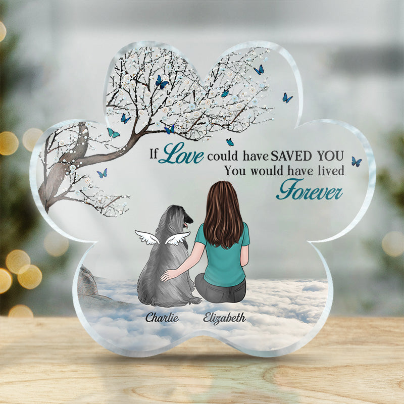 Tu es parti, mais tes empreintes de pattes sont toujours dans mon cœur - Plaque acrylique commémorative personnalisée en forme de patte - Cadeau de condoléances, cadeau pour les propriétaires d'animaux, les amoureux des animaux