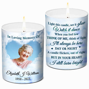 Photo personnalisée « Tu seras toujours dans mon cœur » - Bougie parfumée sans fumée personnalisée commémorative - Cadeau commémoratif, cadeau de condoléances pour les membres de la famille