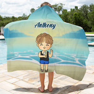 Let's Seas The Day - Serviette de plage à capuche personnalisée pour enfants - Cadeau pour enfants et membres de la famille