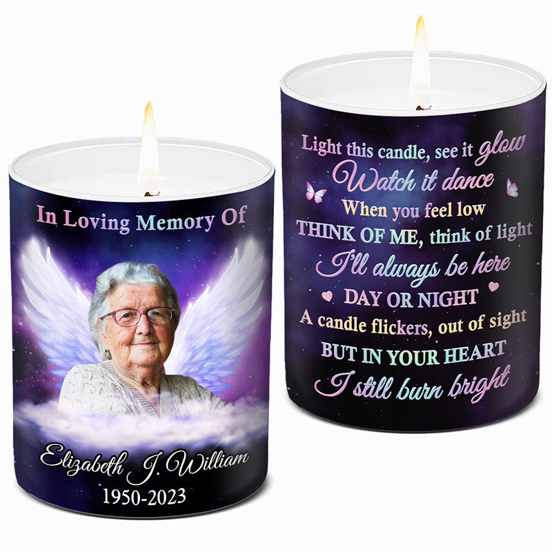 Photo personnalisée Je serai toujours là - Bougie parfumée sans fumée personnalisée commémorative - Cadeau commémoratif, cadeau de condoléances pour les membres de la famille