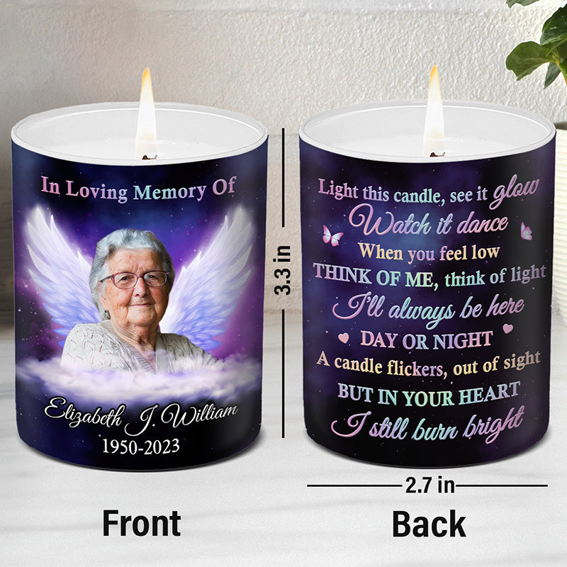 Photo personnalisée Je serai toujours là - Bougie parfumée sans fumée personnalisée commémorative - Cadeau commémoratif, cadeau de condoléances pour les membres de la famille