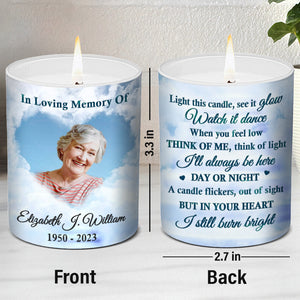 Photo personnalisée « Tu seras toujours dans mon cœur » - Bougie parfumée sans fumée personnalisée commémorative - Cadeau commémoratif, cadeau de condoléances pour les membres de la famille
