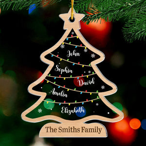 Joyeuse famille, vie heureuse - Ornement personnalisé en acrylique personnalisé - Cadeau de Noël pour les membres de la famille