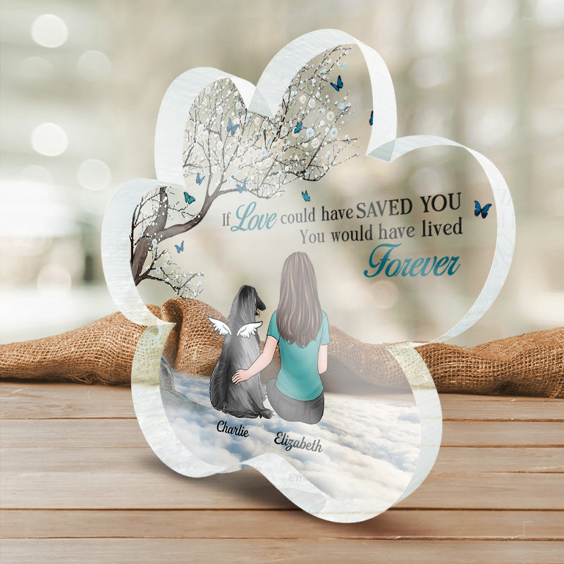 Tu es parti, mais tes empreintes de pattes sont toujours dans mon cœur - Plaque acrylique commémorative personnalisée en forme de patte - Cadeau de condoléances, cadeau pour les propriétaires d'animaux, les amoureux des animaux