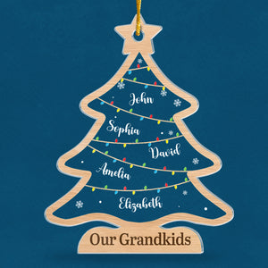 Joyeuse famille, vie heureuse - Ornement personnalisé en acrylique personnalisé - Cadeau de Noël pour les membres de la famille