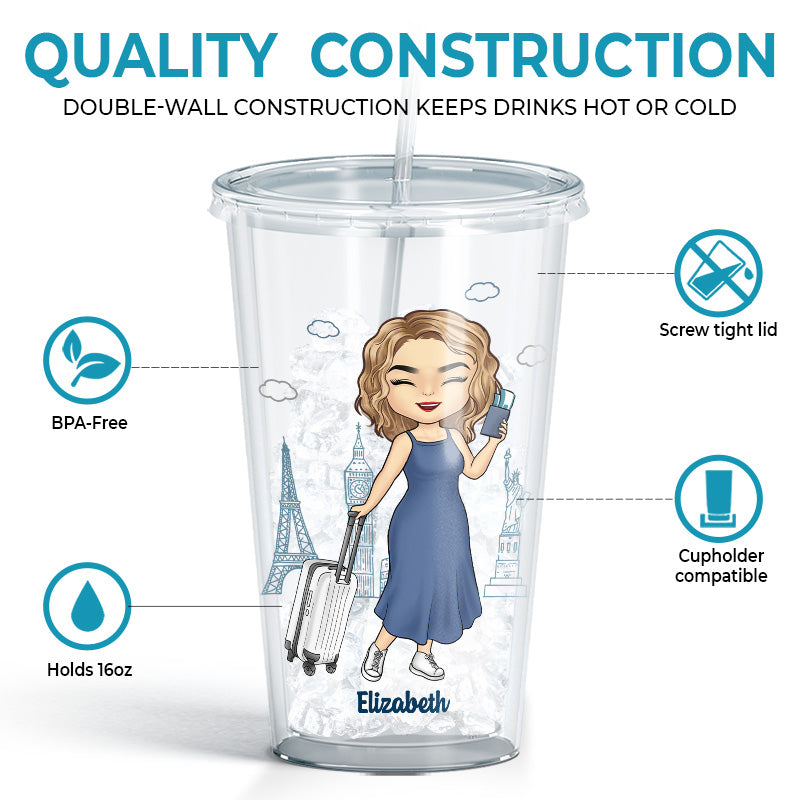 Adventure Is Worthwhile - Travel Personalized Custom Clear Acrylic Tumbler - Gift For Travel Lovers