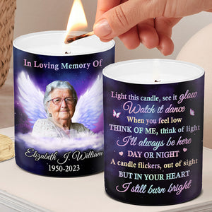 Photo personnalisée Je serai toujours là - Bougie parfumée sans fumée personnalisée commémorative - Cadeau commémoratif, cadeau de condoléances pour les membres de la famille