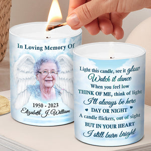 Photo personnalisée Toujours en mémoire affectueuse avec vous - Bougie parfumée sans fumée personnalisée commémorative - Cadeau commémoratif, cadeau de condoléances pour les membres de la famille