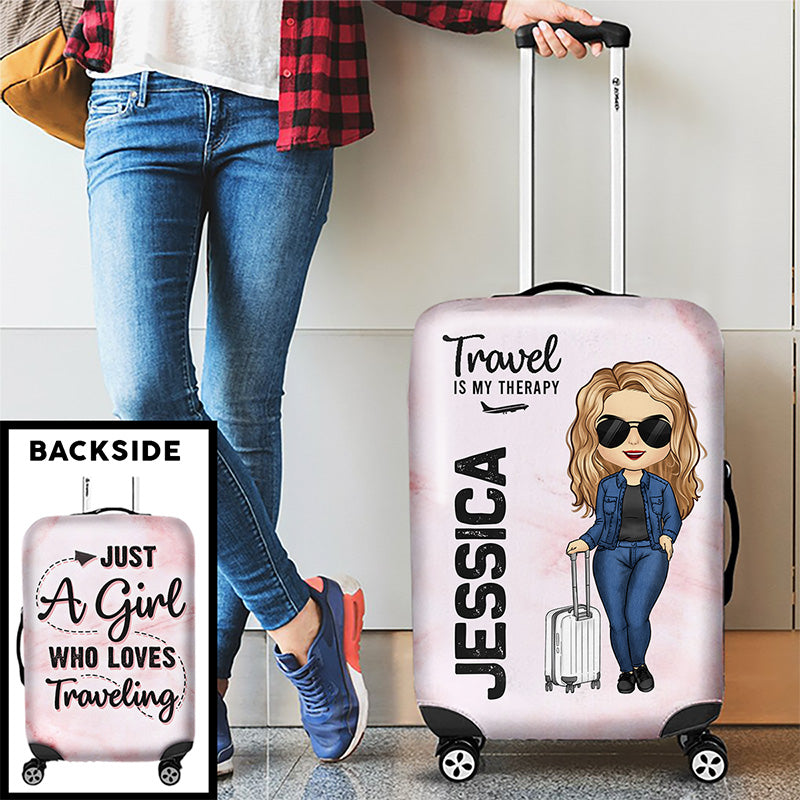 Une fille qui aime voyager - Housse de bagage personnalisée - Cadeau pour les amoureux du voyage