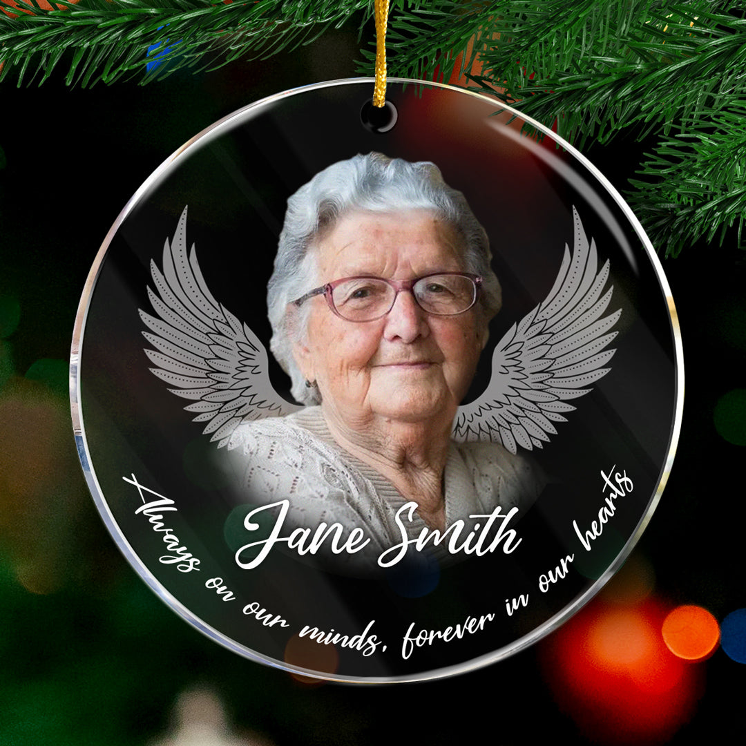 Photo personnalisée « Pas un jour ne passe » – Ornement commémoratif personnalisé – Forme ronde en acrylique – Cadeau de Noël, cadeau de condoléances pour les membres de la famille