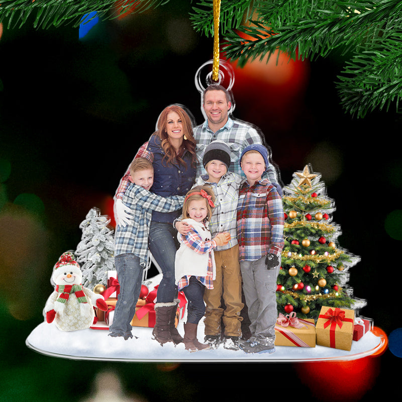 Photo personnalisée Holly Jolly Vibes - Décoration familiale personnalisée - Forme personnalisée en acrylique - Cadeau de Noël pour les membres de la famille