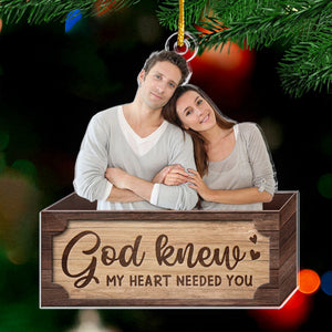 Photo personnalisée pour couple : l'esprit de Noël ! Décoration personnalisée pour couple ! Acrylique, forme personnalisée ! Cadeau de Noël pour mari et femme, anniversaire