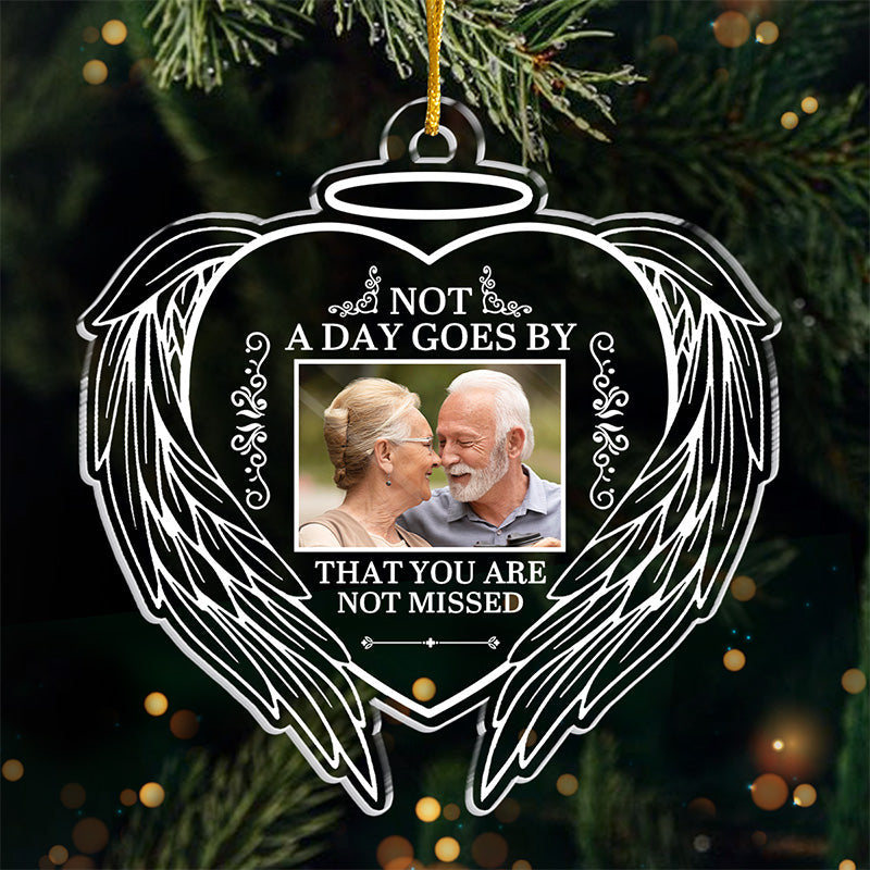 Photo personnalisée Bien que vous ne puissiez pas nous voir, nous sommes toujours avec vous - Ornement personnalisé commémoratif personnalisé - En forme de cœur en acrylique - Cadeau de condoléances pour les membres de la famille