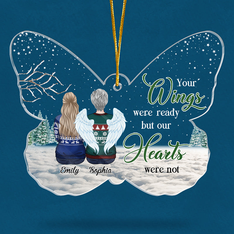 J'aimerais que tu sois là avec nous - Ornement commémoratif personnalisé en acrylique en forme de papillon - Cadeau de Noël, cadeau de condoléances pour les membres de la famille