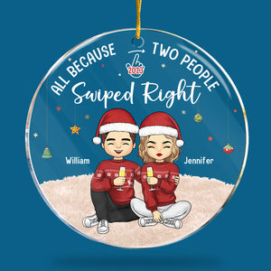Merci d'avoir glissé vers la droite - Ornement personnalisé pour couple - Forme ronde en acrylique - Cadeau de Noël pour mari et femme, anniversaire