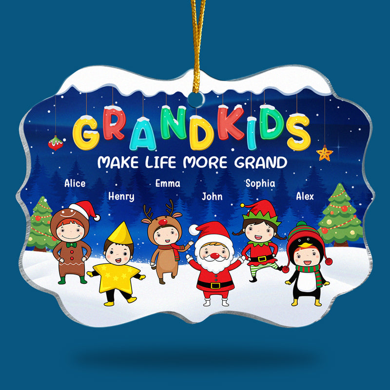 J'aime mes petits-enfants jusqu'à la lune et retour - Décoration familiale personnalisée - Forme Benelux en acrylique - Cadeau de Noël pour grand-mère, grand-père