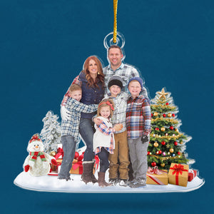 Photo personnalisée Holly Jolly Vibes - Décoration familiale personnalisée - Forme personnalisée en acrylique - Cadeau de Noël pour les membres de la famille