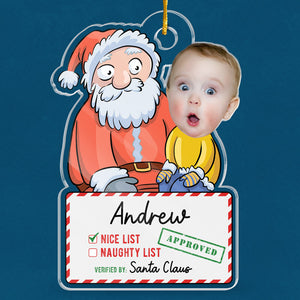 Photo personnalisée pour bébé et enfant - Liste des gentils du Père Noël - Décoration familiale personnalisée - Forme personnalisée en acrylique - Cadeau de Noël pour bébé et nouveau-né