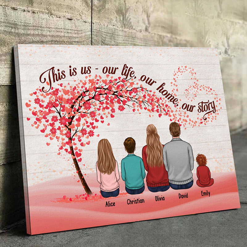 Grands-parents et petits-enfants liés à jamais - Toile horizontale personnalisée pour la famille - Cadeau pour les membres de la famille