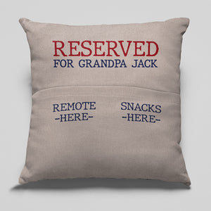 Réservé à papa - Coussin de poche personnalisé pour la famille - Cadeau de fête des pères, d'anniversaire pour papa, grand-père