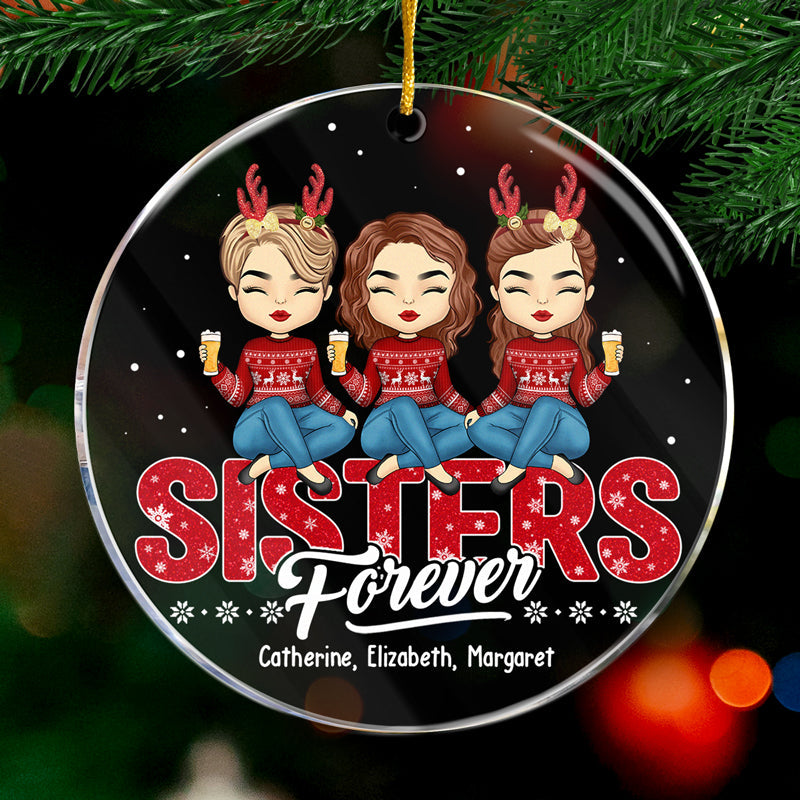 Besties Forever - Décoration personnalisée Bestie - Forme ronde en acrylique - Cadeau de Noël pour meilleures amies, meilleures amies, sœurs