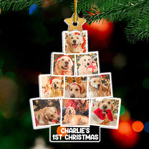 Photo personnalisée « Joyeux premier Noël » - Décoration personnalisée pour chien et chat - Forme personnalisée en acrylique - Cadeau de Noël pour propriétaires et amoureux des animaux