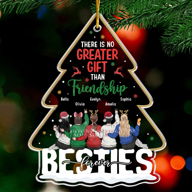Il n'y a pas de plus beau cadeau que l'amitié - Décoration personnalisée Bestie - En acrylique en forme de sapin de Noël - Cadeau de Noël pour meilleures amies, meilleures amies, sœurs