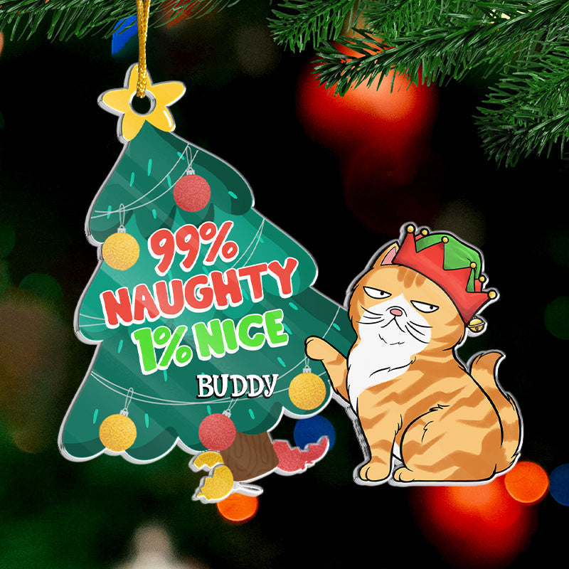 Feliz Naughty Cat - Décoration personnalisée en acrylique pour chat - Cadeau de Noël pour les propriétaires et les amoureux des animaux
