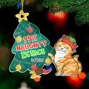 Feliz Naughty Cat - Décoration personnalisée en acrylique pour chat - Cadeau de Noël pour les propriétaires et les amoureux des animaux
