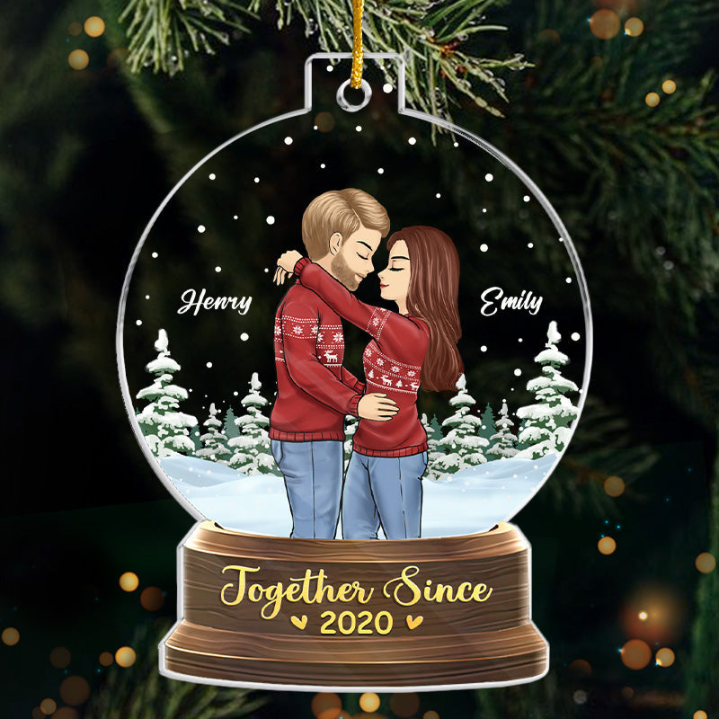 Ensemble jusqu'au bout - Ornement personnalisé pour couple - Boule à neige en acrylique - Cadeau de Noël pour mari et femme, anniversaire
