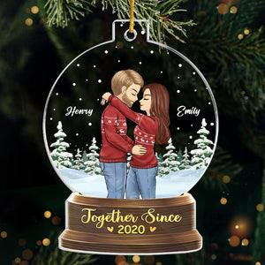 Ensemble jusqu'au bout - Ornement personnalisé pour couple - Boule à neige en acrylique - Cadeau de Noël pour mari et femme, anniversaire